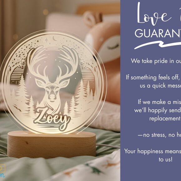 Deer LED Name Light | Woodland Kids Room Decor & Baby Shower Gift - Picture 6 of 8